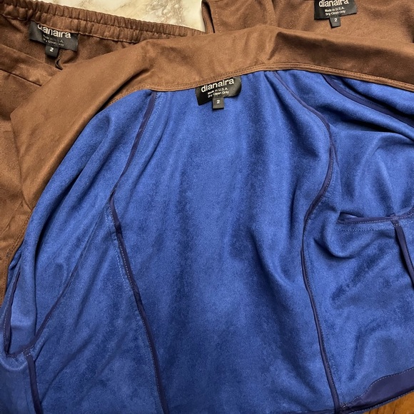 Dianaira • Size 12 • 3 Piece Outfit • Leather • Blazer/Blouse/Pants • Brown/Blue - Picture 16 of 16